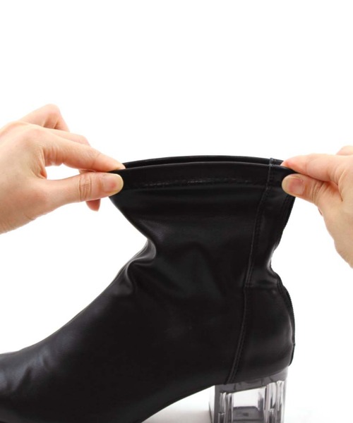 VIVIAN（ヴィヴィアン）の「クリアヒールストレッチショートブーツ（ブーツ・レディース・ブラック/ダークブラウン/アイボリー/グレー系その他7・LL/S/M/L）」の21枚目の写真