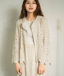 KBF | アイレットサークルレースカーディガン(ニット/セーター)