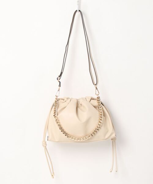 YECCA VECCA(イェッカヴェッカ)の「2wayチェーンMIXギャザーバッグ*(トートバッグ・レディース・アイボリー/チャコールグレー/ブラウン/シルバー系その他・FREE)」の19枚目の写真