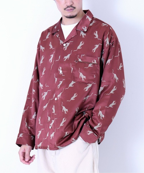 JOURNAL STANDARD(ジャーナルスタンダード)の「ネガポジ プリント オープンカラー オーバーサイズ パジャマシャツ/とろみシャツ(シャツ/ブラウス・メンズ・チャコールグレー/ネイビー/ブラウン/ライトグリーン/コバルトブルー・MEDIUM/LARGE)」の3枚目の写真