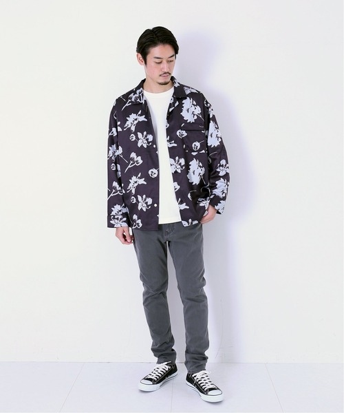 JOURNAL STANDARD(ジャーナルスタンダード)の「ネガポジ プリント オープンカラー オーバーサイズ パジャマシャツ/とろみシャツ(シャツ/ブラウス・メンズ・チャコールグレー/ネイビー/ブラウン/ライトグリーン/コバルトブルー・MEDIUM/LARGE)」の6枚目の写真