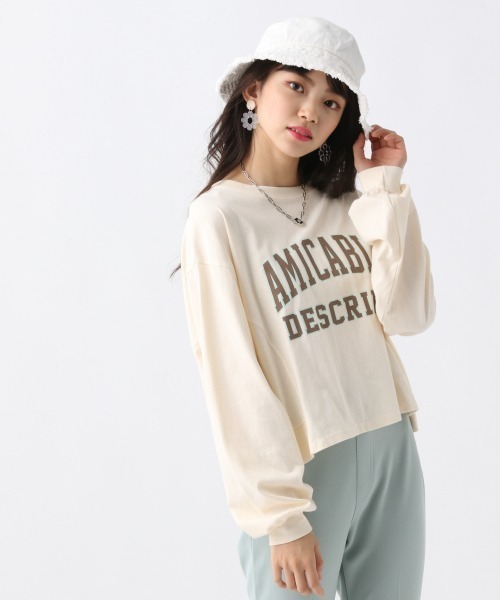 repipi armario(レピピ アルマリオ)の「カレッジロゴショート丈Tシャツ(Tシャツ/カットソー・キッズ・ホワイト/オレンジ/チャコールグレー/グリーン・MEDIUM/SMALL/LARGE)」の1枚目の写真