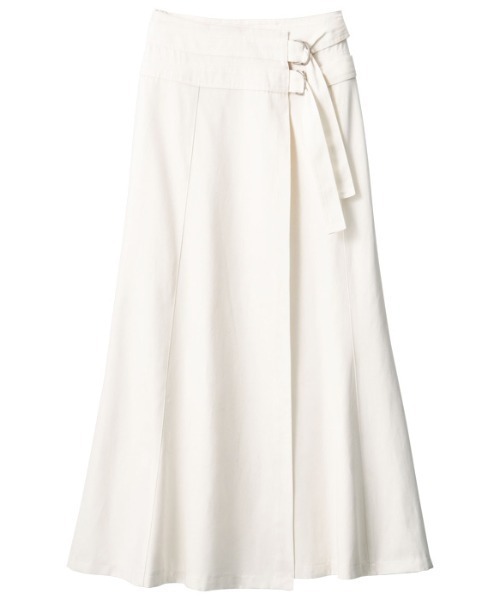 GeeRA（ジーラ）の「ラップ風チノフレアースカート（スカート・レディース・ベージュ/オフホワイト・SMALL/MEDIUM/LARGE）」の5枚目の写真