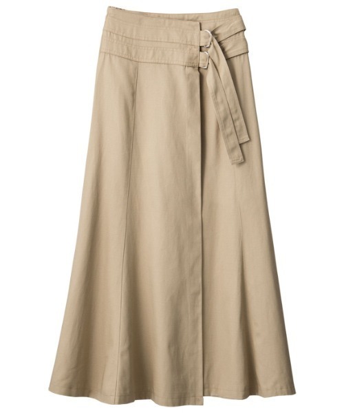 GeeRA（ジーラ）の「ラップ風チノフレアースカート（スカート・レディース・ベージュ/オフホワイト・SMALL/MEDIUM/LARGE）」の6枚目の写真