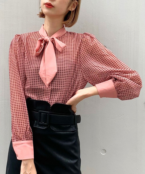 titty＆Co. PETIT（ティティアンドコープティ）の「【titty&Co.PETIT】チェックリボンブラウス（シャツ/ブラウス・レディース・ブラック/レッド・FREE）」の2枚目の写真