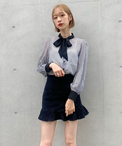 titty＆Co. PETIT（ティティアンドコープティ）の「【titty&Co.PETIT】チェックリボンブラウス（シャツ/ブラウス・レディース・ブラック/レッド・FREE）」の6枚目の写真