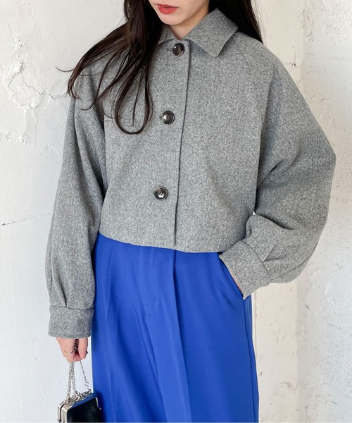 EPIMI E'PIMMY（エピミエピミー）の「ビッグカラーショートジャケット（その他アウター・レディース・ブラック/ベージュ/アイボリー/杢グレー・MEDIUM）」の4枚目の写真