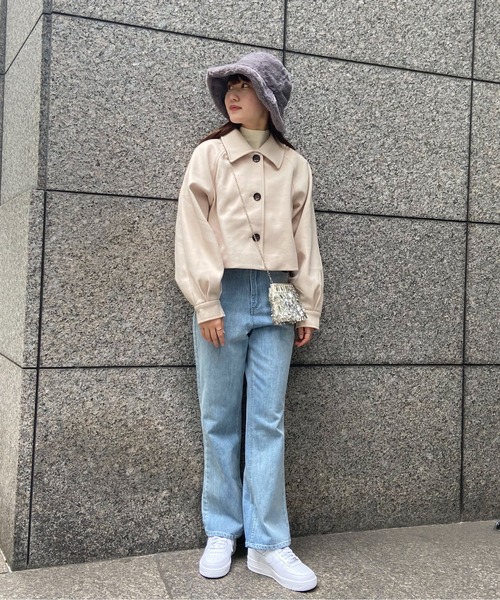 EPIMI E'PIMMY（エピミエピミー）の「ビッグカラーショートジャケット（その他アウター・レディース・ブラック/ベージュ/アイボリー/杢グレー・MEDIUM）」の5枚目の写真