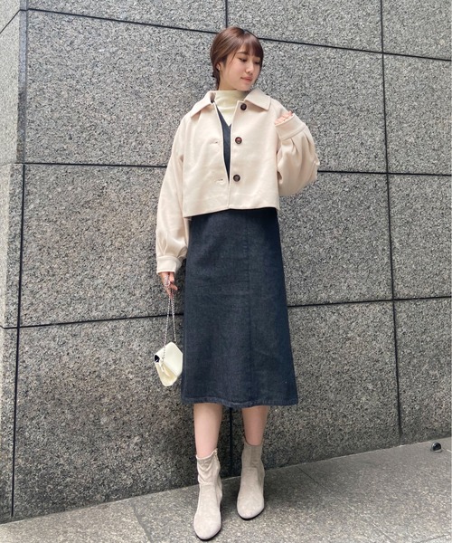 EPIMI E'PIMMY（エピミエピミー）の「ビッグカラーショートジャケット（その他アウター・レディース・ブラック/ベージュ/アイボリー/杢グレー・MEDIUM）」の7枚目の写真