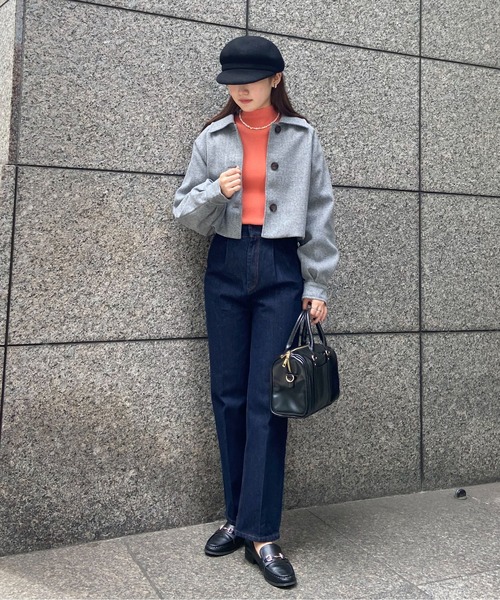 EPIMI E'PIMMY（エピミエピミー）の「ビッグカラーショートジャケット（その他アウター・レディース・ブラック/ベージュ/アイボリー/杢グレー・MEDIUM）」の9枚目の写真