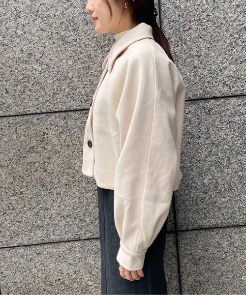 EPIMI E'PIMMY（エピミエピミー）の「ビッグカラーショートジャケット（その他アウター・レディース・ブラック/ベージュ/アイボリー/杢グレー・MEDIUM）」の6枚目の写真