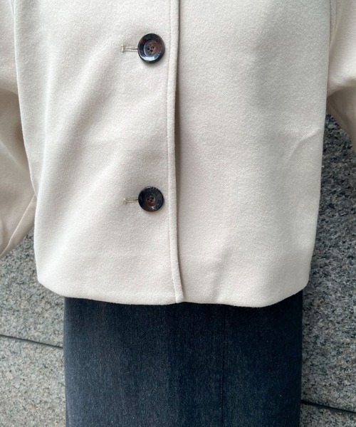 EPIMI E'PIMMY（エピミエピミー）の「ビッグカラーショートジャケット（その他アウター・レディース・ブラック/ベージュ/アイボリー/杢グレー・MEDIUM）」の13枚目の写真