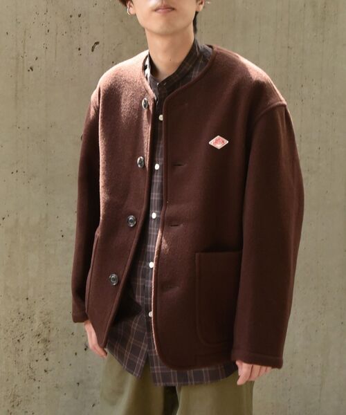 【あおい】DANTON ウールノーカラージャケット ブラウン 38 DANTON（ダントン）の「DANTON: WLP ノーカラー ジャケット◇（ノー