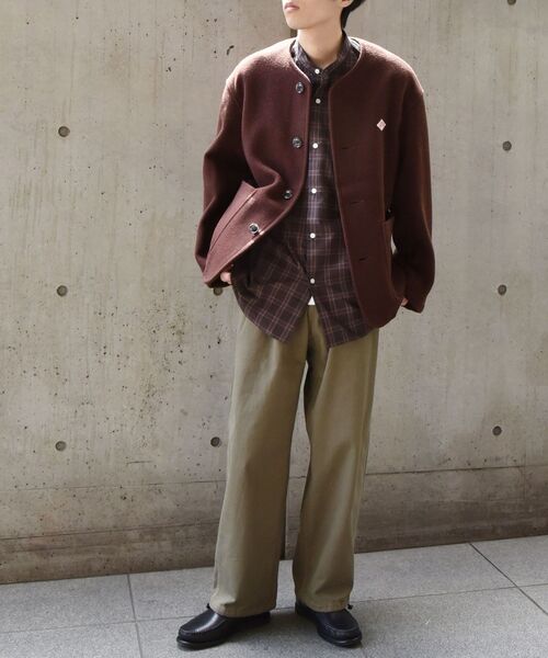 ダントン ノーカラージャケット ブラウン サイズ40 DANTON（ダントン）の「DANTON: WLP ノーカラー ジャケット◇（ノー