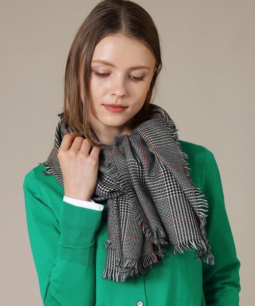 MACKINTOSH LONDON（マッキントッシュ ロンドン）の「グレンチェックカシミヤシルクストール（ストール/ショール・レディース・ブラック/ベージュ・FREE）」の2枚目の写真