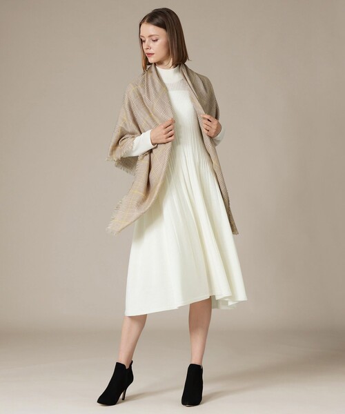 MACKINTOSH LONDON（マッキントッシュ ロンドン）の「グレンチェックカシミヤシルクストール（ストール/ショール・レディース・ブラック/ベージュ・FREE）」の8枚目の写真