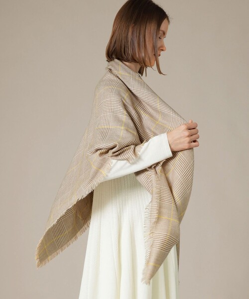 MACKINTOSH LONDON（マッキントッシュ ロンドン）の「グレンチェックカシミヤシルクストール（ストール/ショール・レディース・ブラック/ベージュ・FREE）」の3枚目の写真