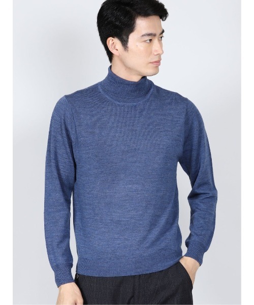 Alexander Julian（アレキサンダージュリアン）の「アレキサンダージュリアンメンズ/ALEXANDER JULIAN：MEN  抗ピリング ウール タートルニット（ニット/セーター・メンズ・ベージュ/ブラウン/イエロー/ワインレッド/ブラック/アイボリー/ターコイズブルー/グレー・MEDIUM/LARGE/X-LARGE）」の6枚目の写真