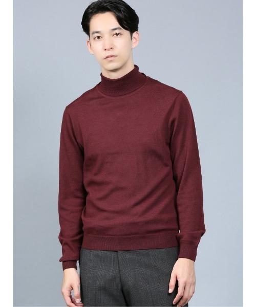 Alexander Julian（アレキサンダージュリアン）の「アレキサンダージュリアンメンズ/ALEXANDER JULIAN：MEN  抗ピリング ウール タートルニット（ニット/セーター・メンズ・ベージュ/ブラウン/イエロー/ワインレッド/ブラック/アイボリー/ターコイズブルー/グレー・MEDIUM/LARGE/X-LARGE）」の8枚目の写真