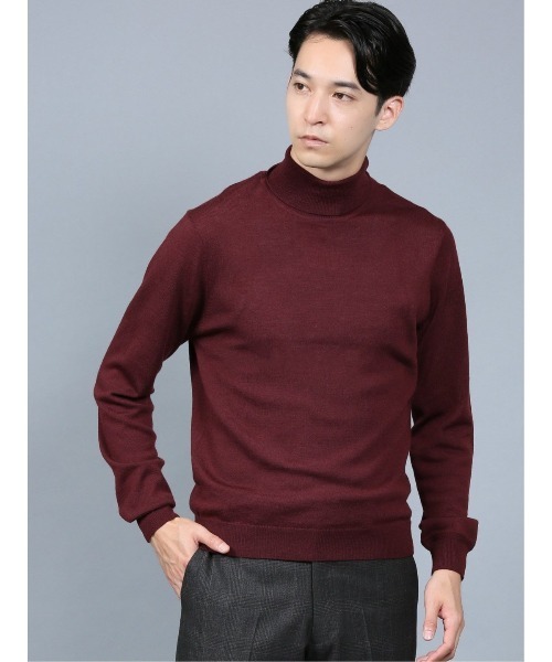 Alexander Julian（アレキサンダージュリアン）の「アレキサンダージュリアンメンズ/ALEXANDER JULIAN：MEN  抗ピリング ウール タートルニット（ニット/セーター・メンズ・ベージュ/ブラウン/イエロー/ワインレッド/ブラック/アイボリー/ターコイズブルー/グレー・MEDIUM/LARGE/X-LARGE）」の12枚目の写真