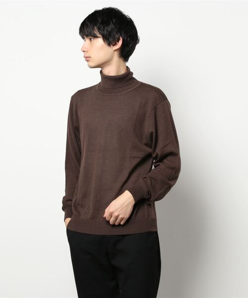 Alexander Julian（アレキサンダージュリアン）の「アレキサンダージュリアンメンズ/ALEXANDER JULIAN：MEN  抗ピリング ウール タートルニット（ニット/セーター・メンズ・ベージュ/ブラウン/イエロー/ワインレッド/ブラック/アイボリー/ターコイズブルー/グレー・MEDIUM/LARGE/X-LARGE）」の19枚目の写真