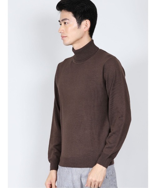 Alexander Julian（アレキサンダージュリアン）の「アレキサンダージュリアンメンズ/ALEXANDER JULIAN：MEN  抗ピリング ウール タートルニット（ニット/セーター・メンズ・ベージュ/ブラウン/イエロー/ワインレッド/ブラック/アイボリー/ターコイズブルー/グレー・MEDIUM/LARGE/X-LARGE）」の20枚目の写真