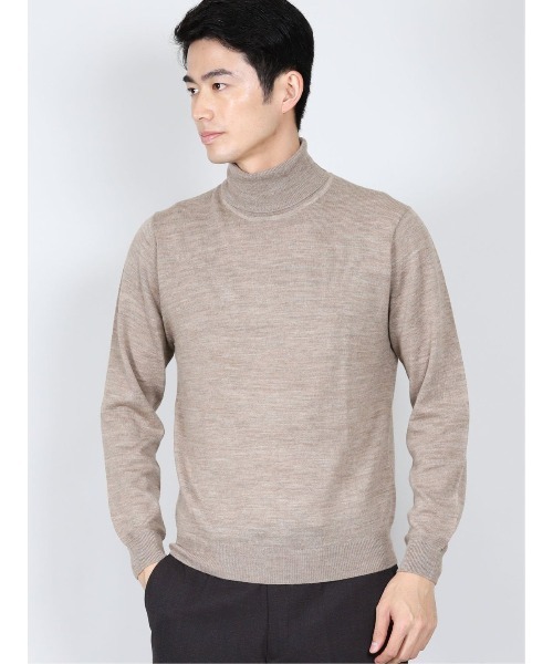 Alexander Julian（アレキサンダージュリアン）の「アレキサンダージュリアンメンズ/ALEXANDER JULIAN：MEN  抗ピリング ウール タートルニット（ニット/セーター・メンズ・ベージュ/ブラウン/イエロー/ワインレッド/ブラック/アイボリー/ターコイズブルー/グレー・MEDIUM/LARGE/X-LARGE）」の22枚目の写真