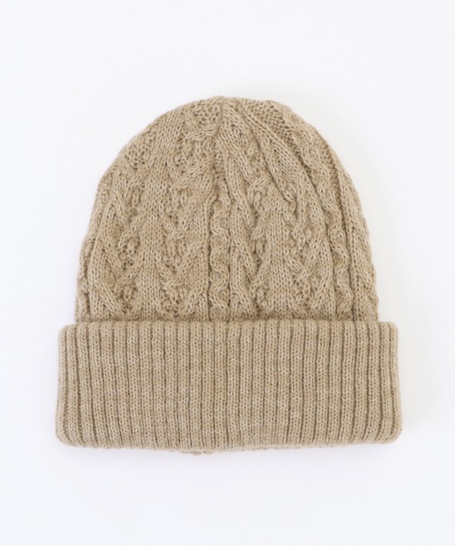 ikka(イッカ)の「ケーブルWニットワッチキャップ(ニットキャップ/ビーニー・レディース・ベージュ/ネイビー/オフホワイト/マスタード・FREE)」の3枚目の写真