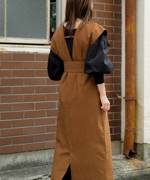 Bab（バブ）の「リボンセットジャンパースカート（ワンピース・レディース・ブラウン/ベージュ/アイボリー・M）」の9枚目の写真