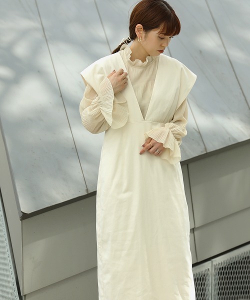 Bab（バブ）の「リボンセットジャンパースカート（ワンピース・レディース・ブラウン/ベージュ/アイボリー・M）」の10枚目の写真