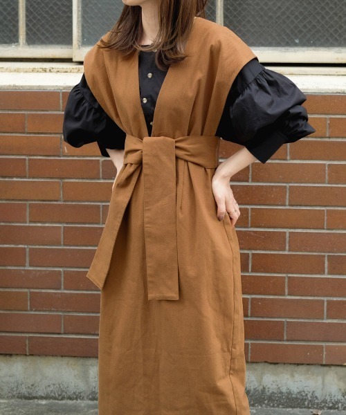 Bab（バブ）の「リボンセットジャンパースカート（ワンピース・レディース・ブラウン/ベージュ/アイボリー・M）」の18枚目の写真