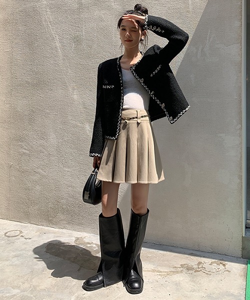 Fano Studios（ファノ ストゥディオズ）の「【Fano Studios】Edge piping tweed jacket FQ21W100（ノーカラージャケット・レディース・ブラック・M/S/L）」の19枚目の写真