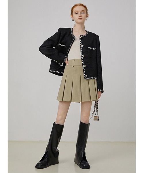 Fano Studios（ファノ ストゥディオズ）の「【Fano Studios】Edge piping tweed jacket FQ21W100（ノーカラージャケット・レディース・ブラック・M/S/L）」の7枚目の写真