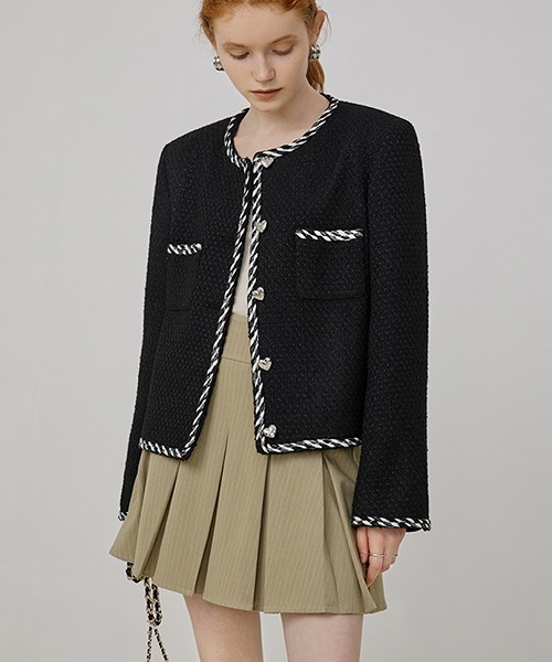 Fano Studios（ファノ ストゥディオズ）の「【Fano Studios】Edge piping tweed jacket FQ21W100（ノーカラージャケット・レディース・ブラック・M/S/L）」の11枚目の写真