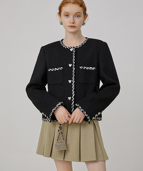 Fano Studios（ファノ ストゥディオズ）の「【Fano Studios】Edge piping tweed jacket FQ21W100（ノーカラージャケット・レディース・ブラック・M/S/L）」の13枚目の写真