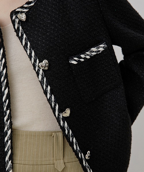Fano Studios（ファノ ストゥディオズ）の「【Fano Studios】Edge piping tweed jacket FQ21W100（ノーカラージャケット・レディース・ブラック・M/S/L）」の16枚目の写真