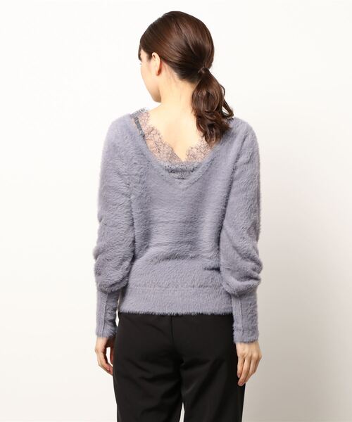 FEERICHELU（フェリーシェル）の「ニット 襟レース シャギーヤーン 2WAY FEERICHELU（ニット/セーター・レディース・ブルーグレー/チャコール/パープル系その他/ベージュ系その他・M/S）」の12枚目の写真