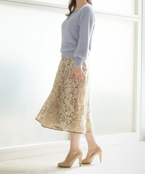 FEERICHELU（フェリーシェル）の「ニット 襟レース シャギーヤーン 2WAY FEERICHELU（ニット/セーター・レディース・ブルーグレー/チャコール/パープル系その他/ベージュ系その他・M/S）」の8枚目の写真