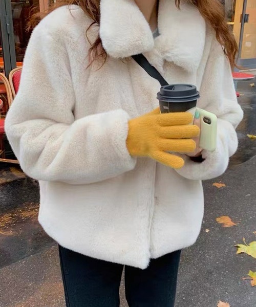 Doula Doula（ドゥーラドゥーラ）の「フェイクファー襟付きアウター（ブルゾン・レディース・ベージュ/ブラウン/ブルー・FREE）」の8枚目の写真