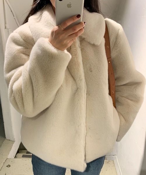 Doula Doula（ドゥーラドゥーラ）の「フェイクファー襟付きアウター（ブルゾン・レディース・ベージュ/ブラウン/ブルー・FREE）」の14枚目の写真