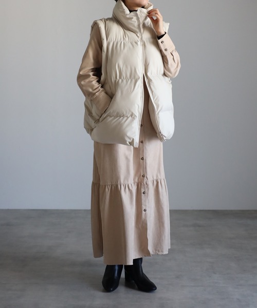 r.（アールドット）の「ファイバーダウン 　オーバーベスト（ダウンベスト・レディース・キナリ/ブラウン/ブラック/グレイッシュベージュ/グリーン/ミント/オリーブ・FREE）」の8枚目の写真