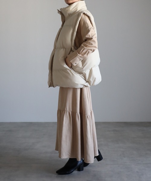 r.（アールドット）の「ファイバーダウン 　オーバーベスト（ダウンベスト・レディース・キナリ/ブラウン/ブラック/グレイッシュベージュ/グリーン/ミント/オリーブ・FREE）」の9枚目の写真