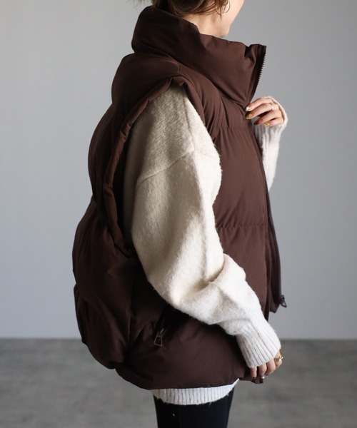 r.（アールドット）の「ファイバーダウン 　オーバーベスト（ダウンベスト・レディース・キナリ/ブラウン/ブラック/グレイッシュベージュ/グリーン/ミント/オリーブ・FREE）」の21枚目の写真