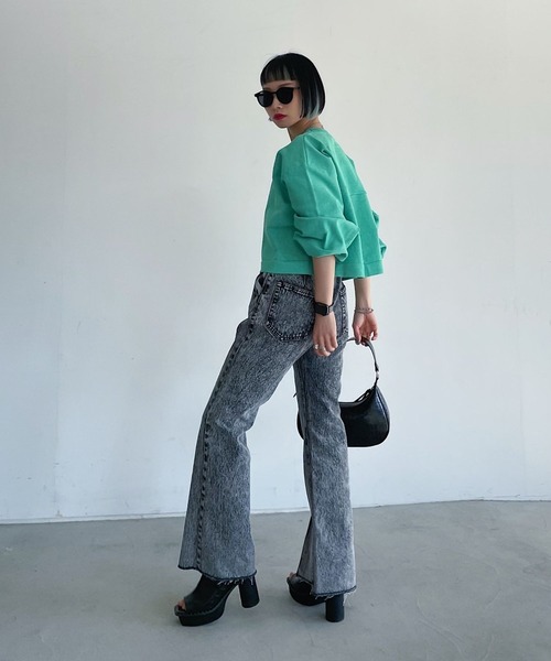 PAGEBOY（ページボーイ）の「マシュマロショートクループルオーバー（ニット/セーター・レディース・ブラック/オフホワイト/ブルー/グリーン・FREE）」の13枚目の写真