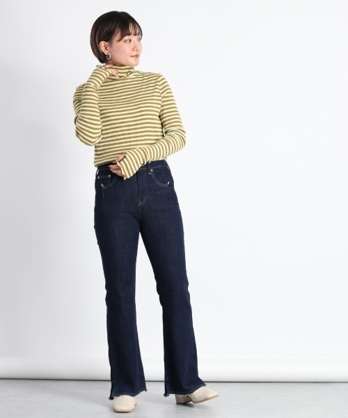 cepo（セポ）の「キリカエボーダータートル（Tシャツ/カットソー・レディース・ブラウン/オフホワイト/グリーン系・M）」の3枚目の写真
