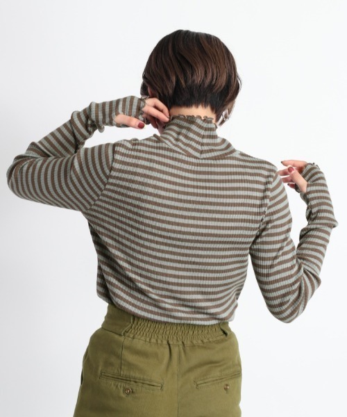 cepo（セポ）の「キリカエボーダータートル（Tシャツ/カットソー・レディース・ブラウン/オフホワイト/グリーン系・M）」の14枚目の写真