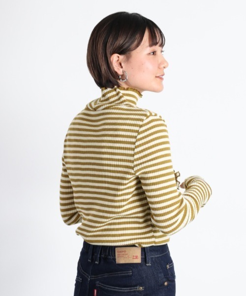cepo（セポ）の「キリカエボーダータートル（Tシャツ/カットソー・レディース・ブラウン/オフホワイト/グリーン系・M）」の11枚目の写真