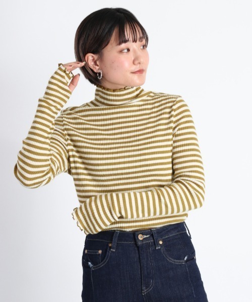 cepo（セポ）の「キリカエボーダータートル（Tシャツ/カットソー・レディース・ブラウン/オフホワイト/グリーン系・M）」の8枚目の写真