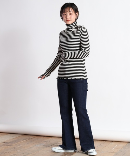 cepo（セポ）の「キリカエボーダータートル（Tシャツ/カットソー・レディース・ブラウン/オフホワイト/グリーン系・M）」の20枚目の写真