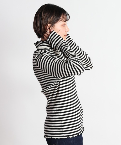 cepo（セポ）の「キリカエボーダータートル（Tシャツ/カットソー・レディース・ブラウン/オフホワイト/グリーン系・M）」の17枚目の写真